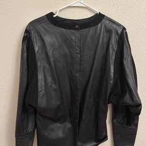 Jean Pecarel Paris Black Leather Couture Jacket/Shirt